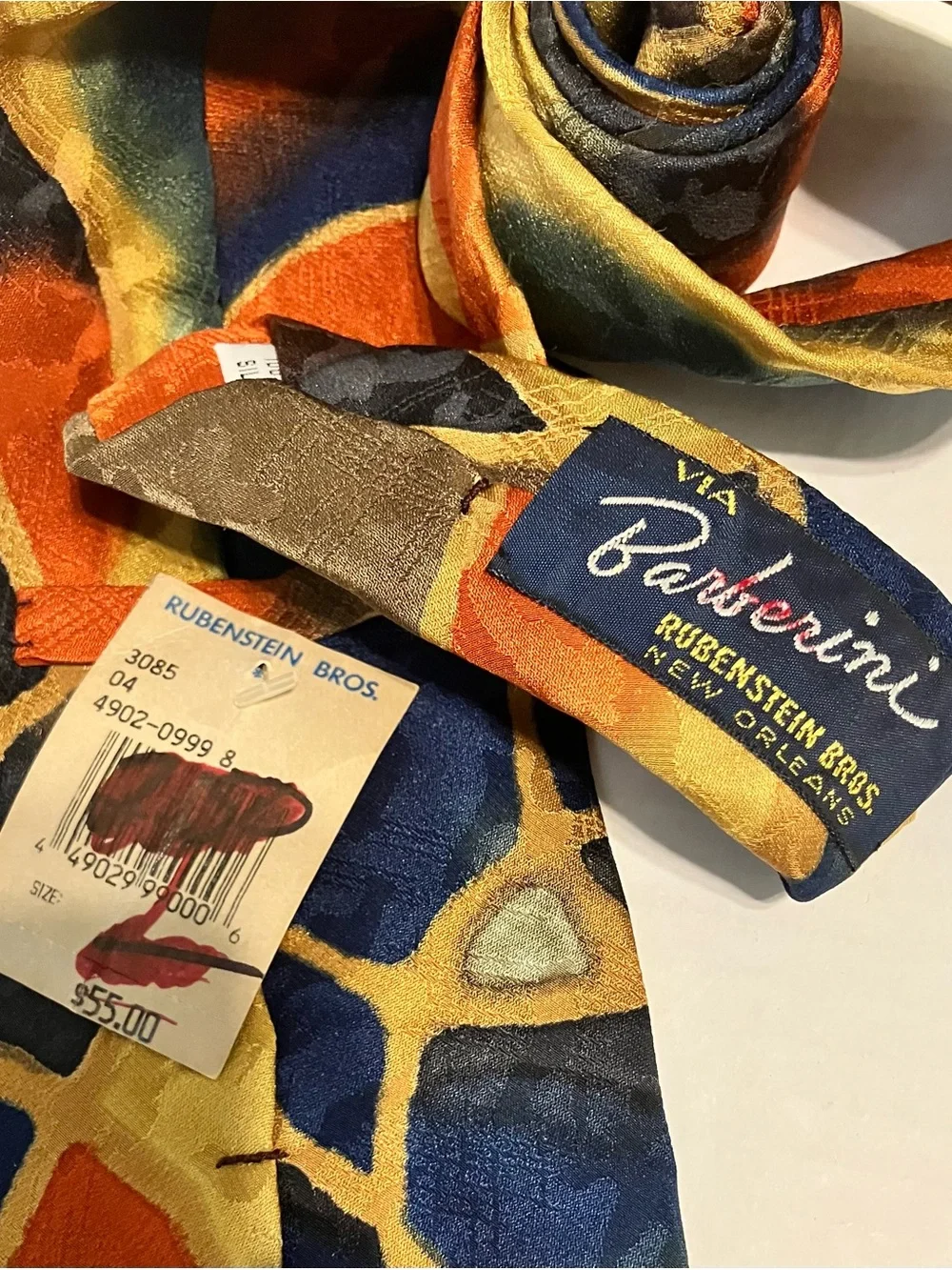 Via Barberini Italian MadeGold Abstract Pattern Men's Tie with Multicolor Accent